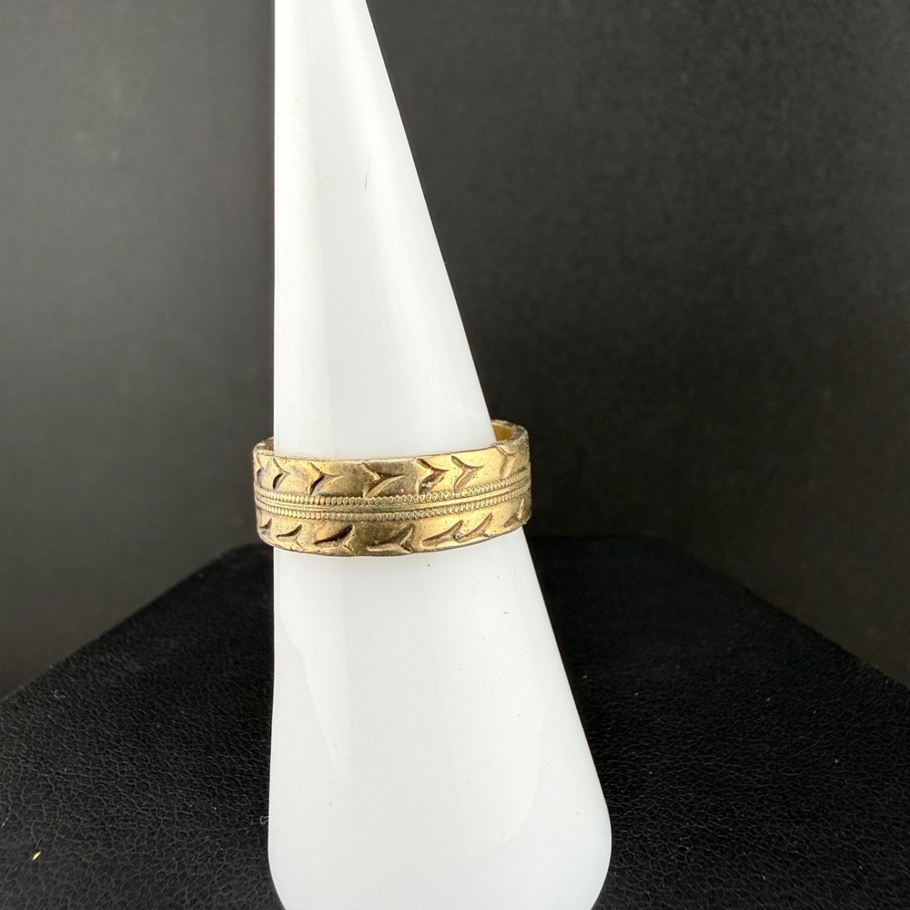Vintage Signed Gold Filled Ring Band Etched Size 6.5